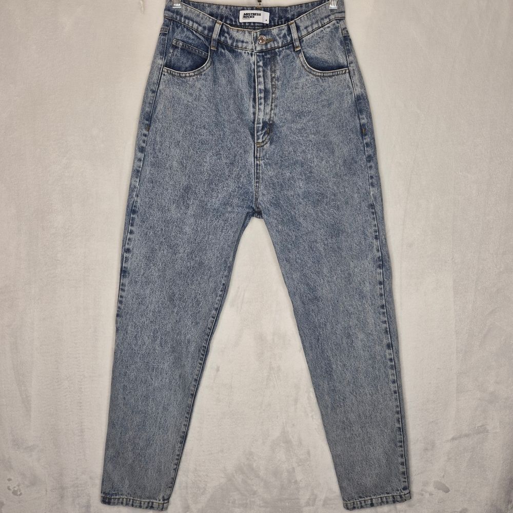 Mistress Rocks Los Angeles High Waist Tapered Acid Wash Jeans Size Small